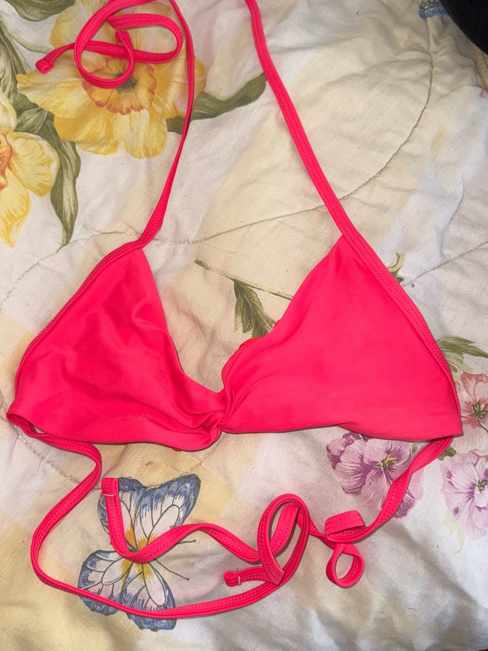 Neon Pink Triangle Swim Top